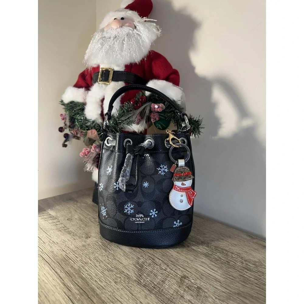 COACH Snowflake Small Bucket Bag ‎ Print Purse Charm Not Included